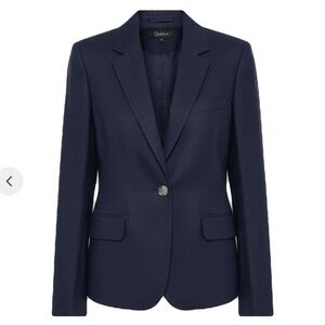 100% Linen Quince Navy Single-Button Blazer Jacket